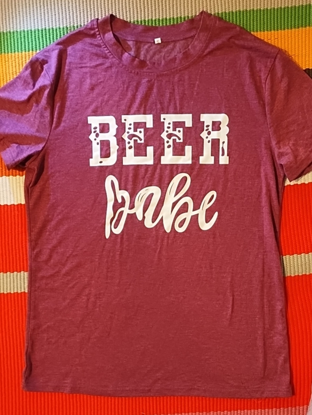 NWOT Size Small Maroon "Beer Babe" Graphic Tee.